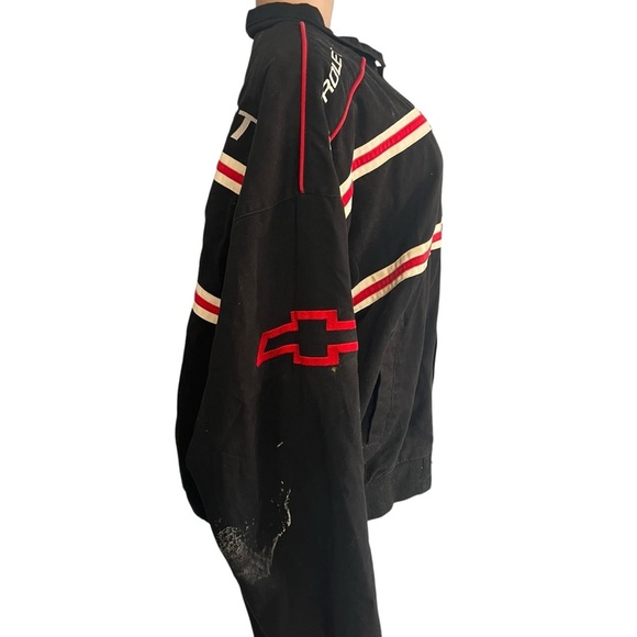 Vintage ESSEX Chevrolet Nascar Racing Embroidered Bomber Jacket Black - Picture 4 of 11